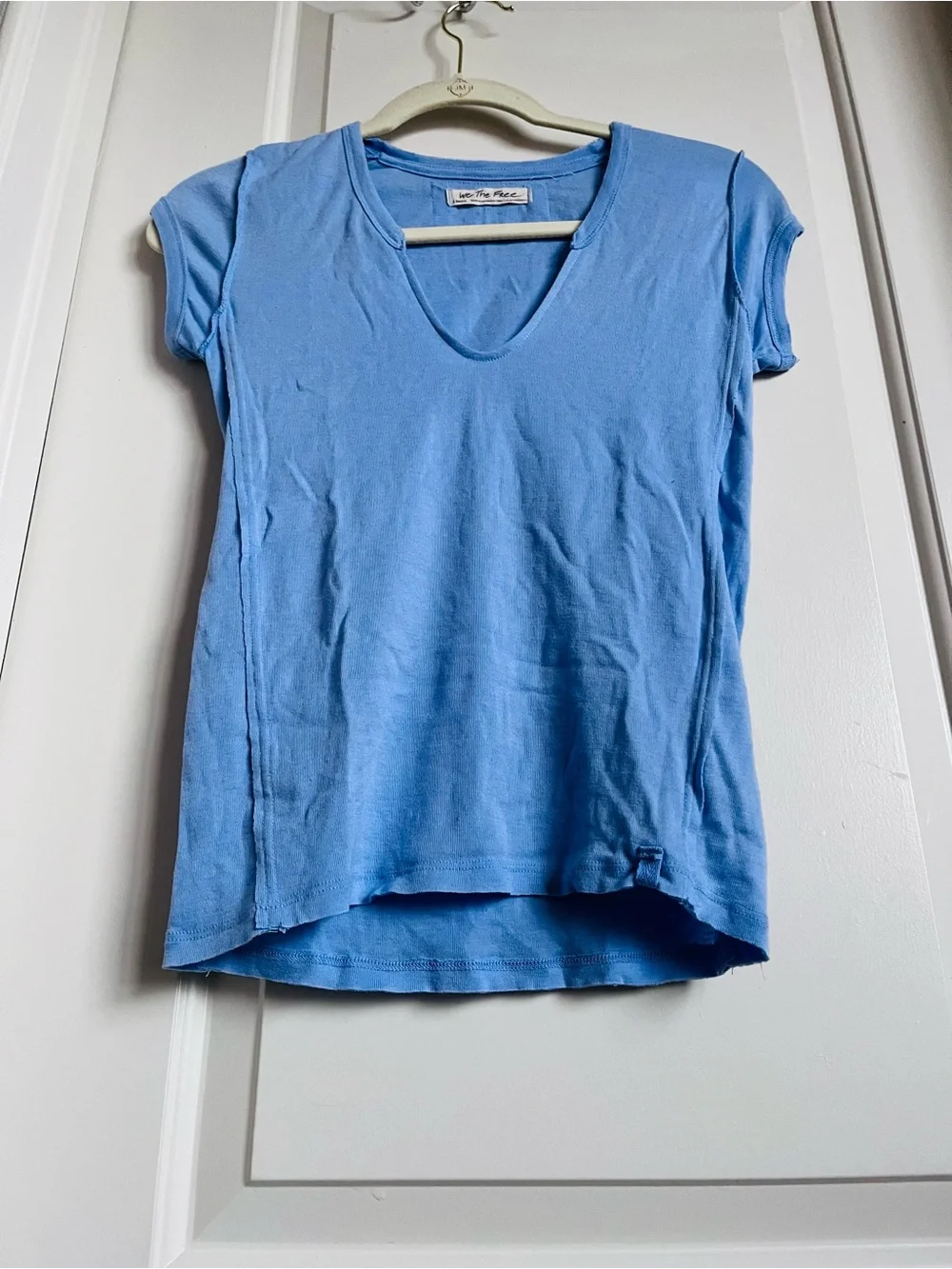 Free People Short Sleeve Scoop Neck Tee in Light Blue NWOT